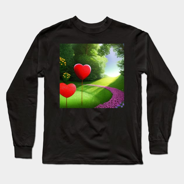 Valentine Wall Art - Two different hearts in the same place - Unique Valentine Fantasy Planet Landsape - Photo print, canvas, artboard print, Canvas Print and T shirt Long Sleeve T-Shirt by DigillusionStudio